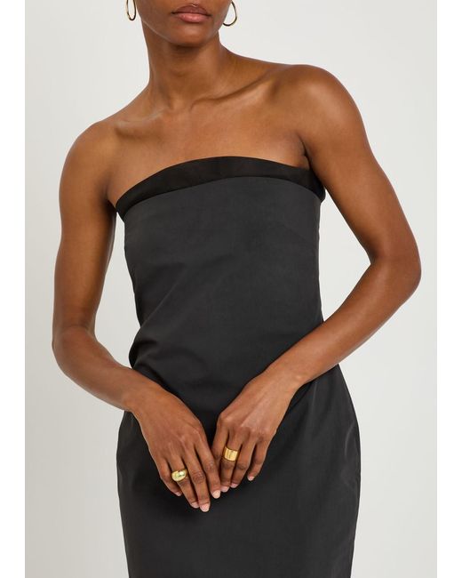 Voranida Black Tylyn Strapless Cotton-Poplin Midi Dress