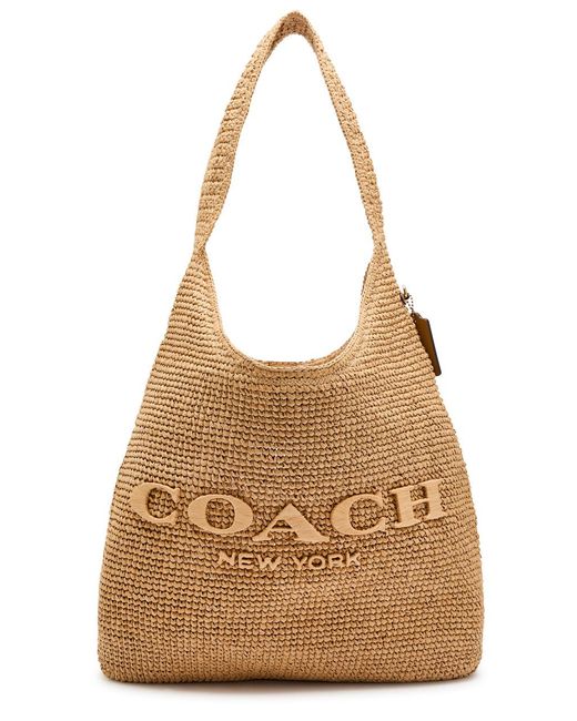 COACH Brown Brooklyn Raffia 39 Shoulder Bag