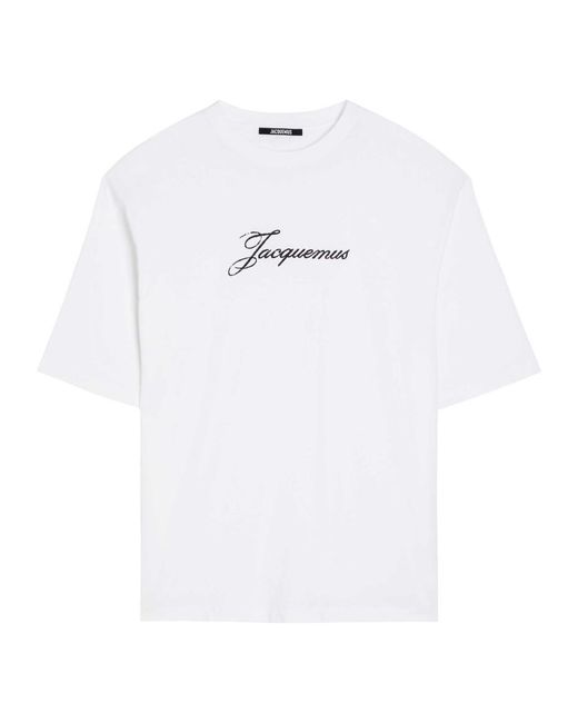 Jacquemus White Le T-Shirt Logo-Print Cotton T-Shirt for men