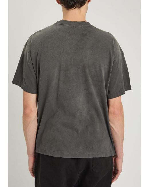 SAINT Mxxxxxx Gray Alpha Nucleus Printed Distressed Cotton T-Shirt for men