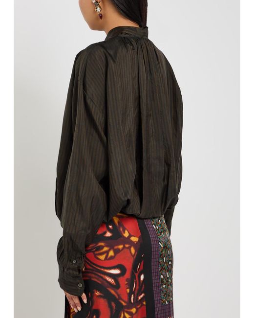 Dries Van Noten Black Cenvy Pinstriped Woven Blouse