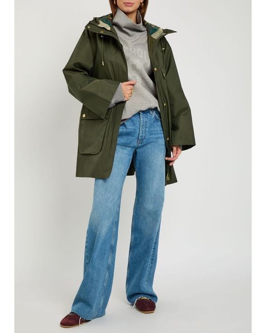 Barbour Green Arla Waterproof Hooded Cotton-Blend Jacket