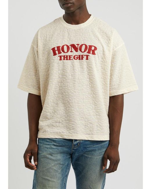 Honor The Gift White Logo-Embroidered Knitted T-Shirt for men