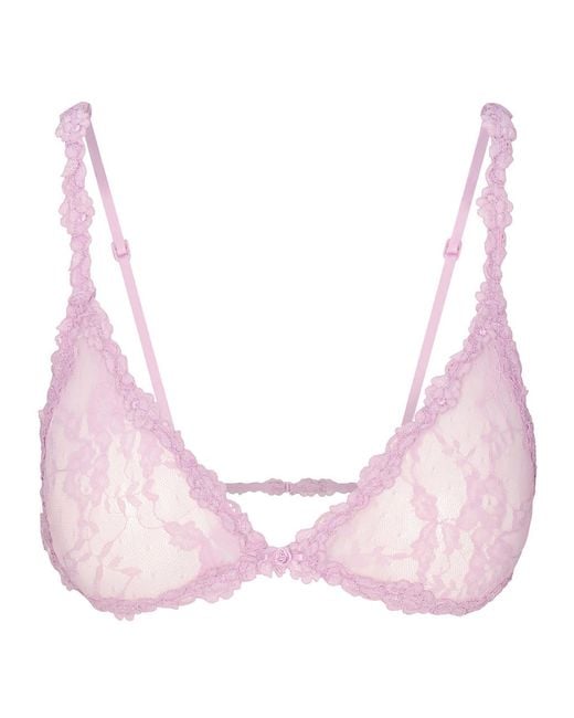 Skims Pink Stretch-Lace Triangle Bralette