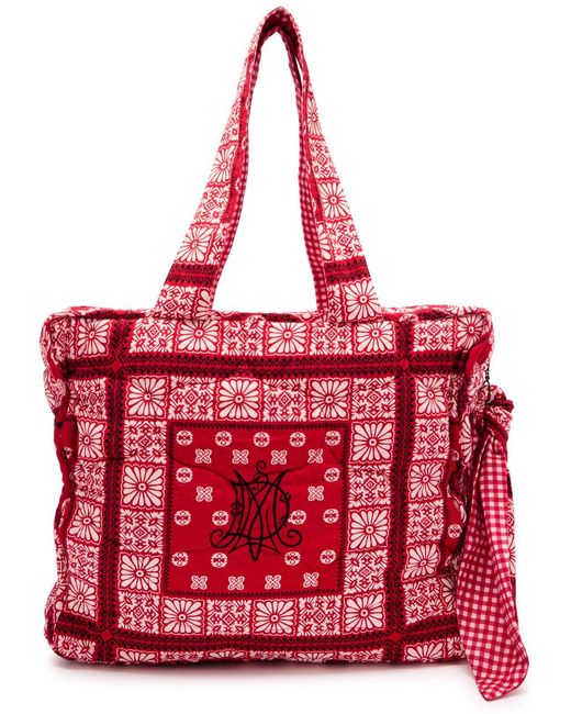 Damson Madder Red Quilted Bandana-Print Cotton Tote