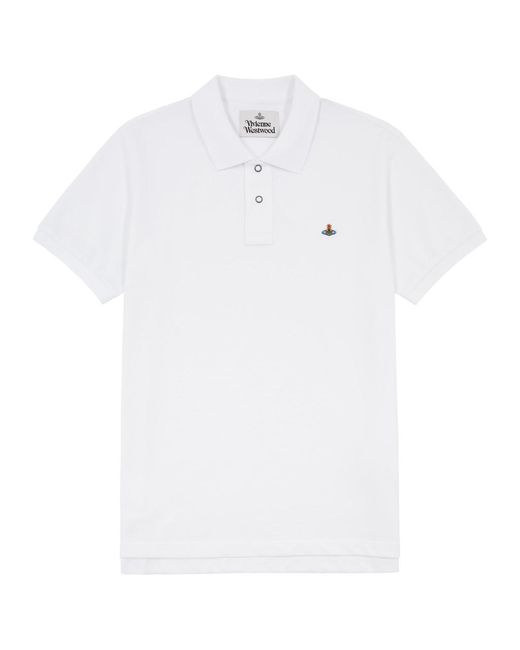 Vivienne Westwood White Logo-embroidered Piqué Cotton Polo Shirt for men