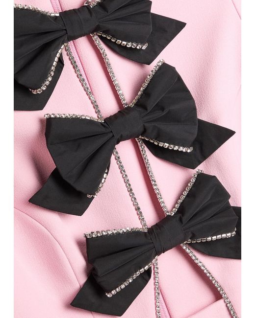 Rebecca Vallance Pink Nemy Bow-Embellished Crepe Midi Dress