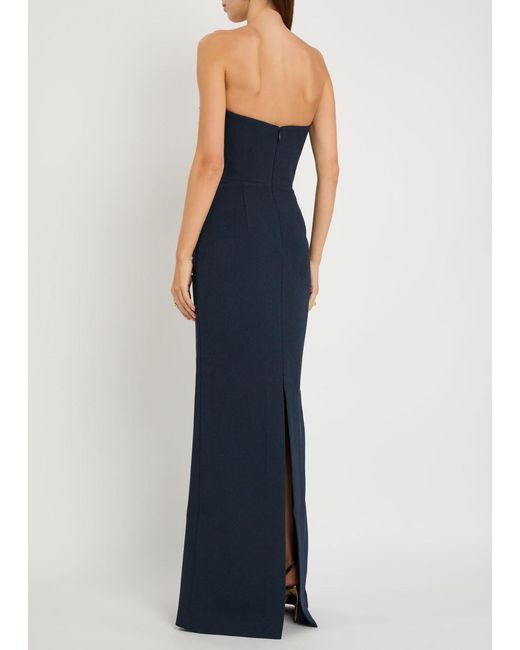 Rebecca Vallance Blue Orla Embellished Crepe Gown
