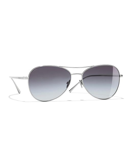 Chanel Blue Pilot Sunglasses, Sunglasses, -tone, Grey Lenses