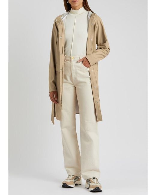 Rains Natural Belted Hooded Rubberised Jacket
