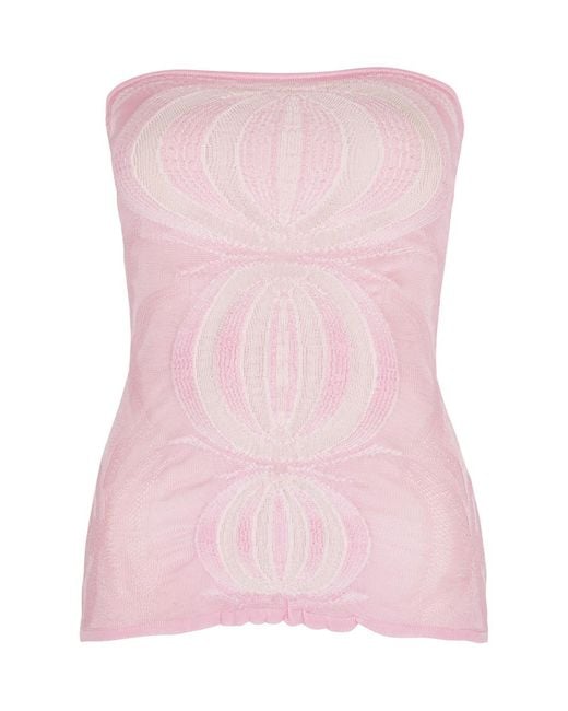 GIMAGUAS Pink Été Intarsia Pointelle-Knit Top