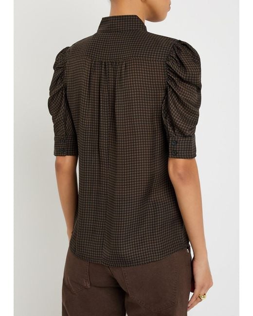 FRAME Black The Houndstooth Gillian Silk Top