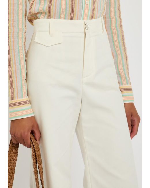 Chloé White Flared-Leg Canvas Trousers