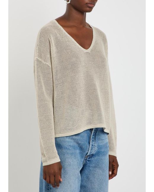 Eileen Fisher Natural Open-Knit Linen And Cotton-Blend Jumper