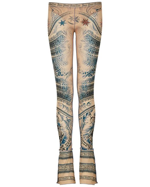 Jean Paul Gaultier Natural Sun Tattoo Flared Stretch-jersey leggings