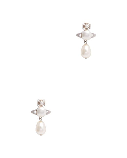 Vivienne Westwood White Inass Orb-embellished Drop Earrings