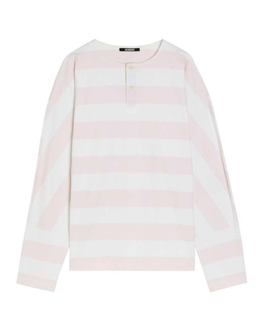 Jacquemus White Le Tshirt Mariniére Striped Cotton T-Shirt for men