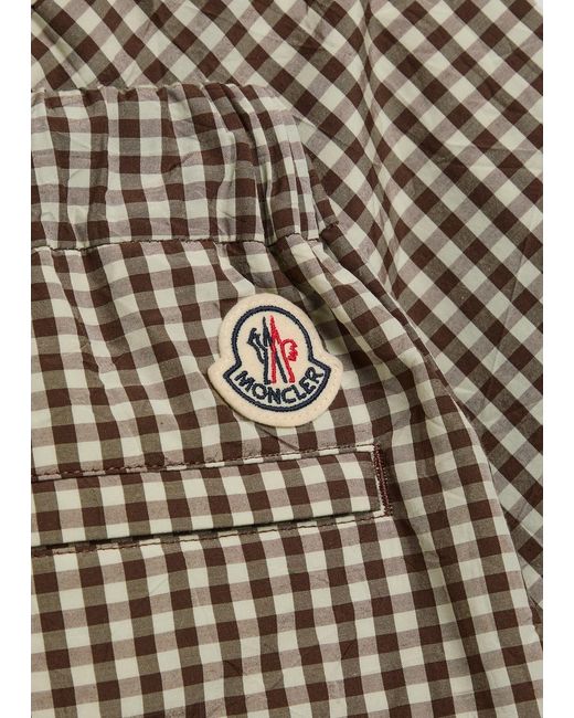 Moncler Gray Gingham Cotton-Blend Shorts for men