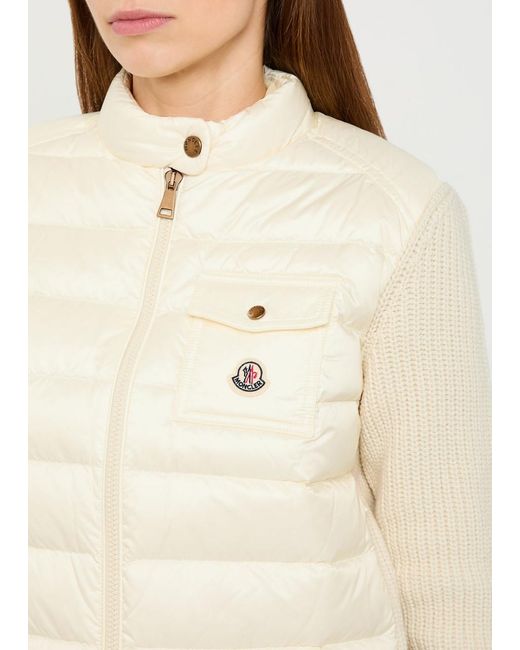 Moncler Natural Quilted Wool And Cashmere-Blend Cardigan