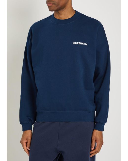 Cole Buxton Blue Sportswear Logo-Print Cotton Sweatshirt for men
