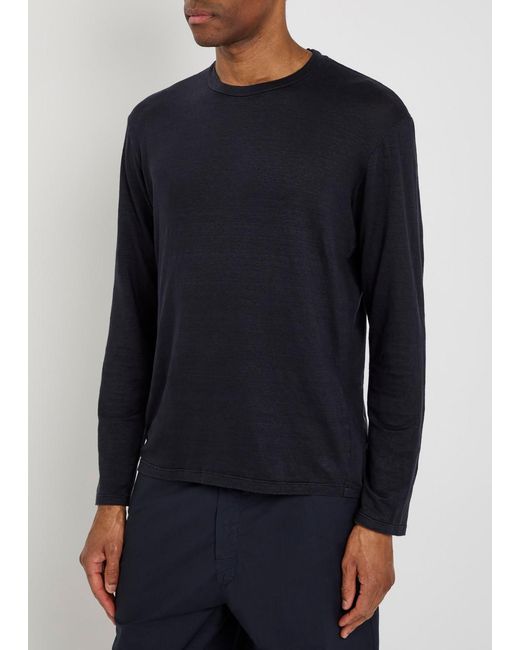 Labo.art Blue Long Sleeve Linen-Blend T-Shirt for men
