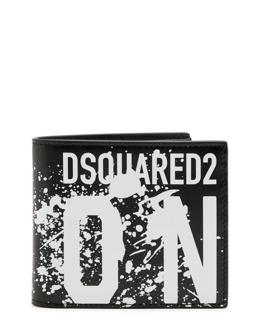 DSquared² Black Icon Logo Leather Wallet for men