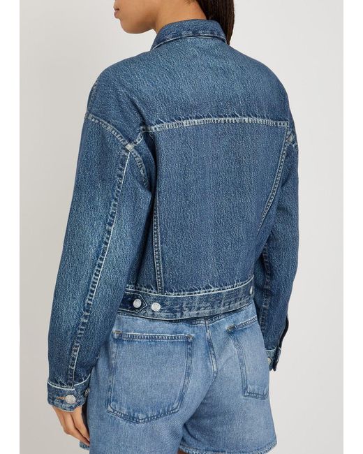 Rag & Bone Blue Miramar Denim-Print Terry Jacket