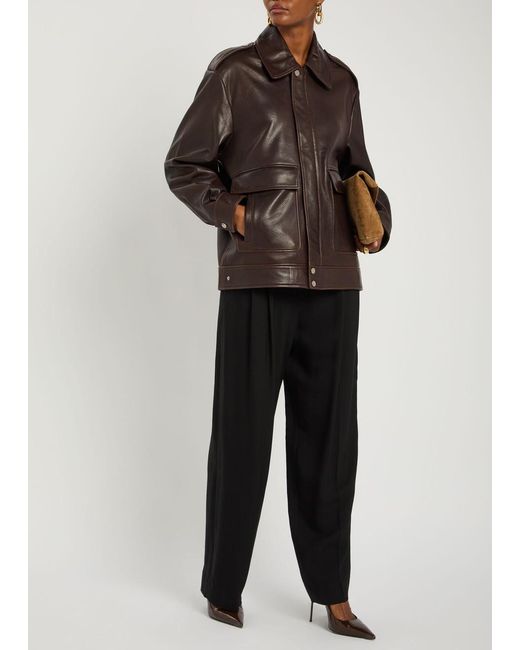 Nour Hammour Brown Drey Leather Jacket