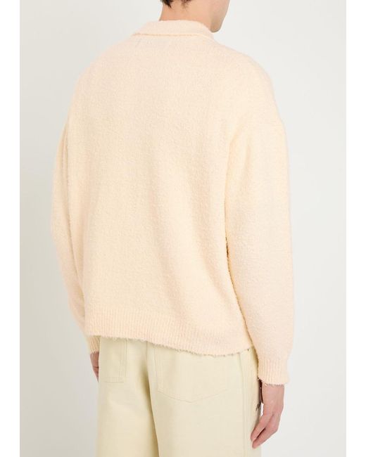 Picante Natural Shaggy Logo-Embroidered Cotton-Blend Polo Jumper for men