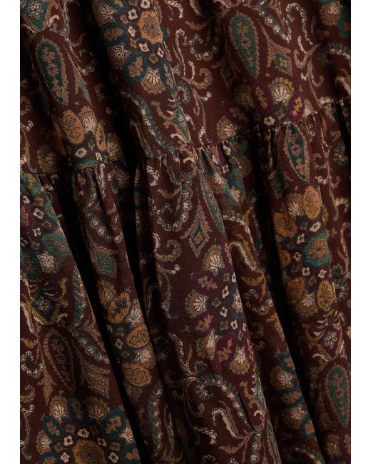PAIGE Brown Aries Patterned Silk Mini Dress