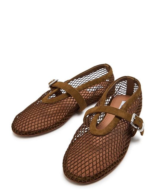 Alaïa Brown Mesh And Suede Ballet Flats