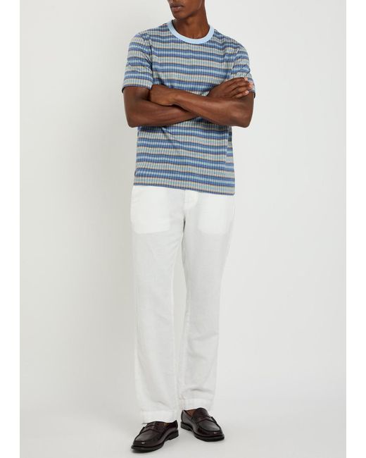 Paul Smith Blue Striped Cotton-Blend T-Shirt for men