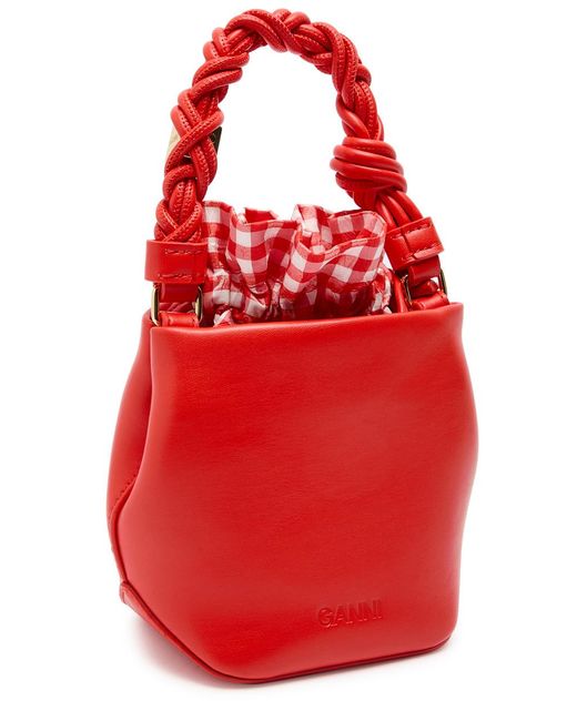トートバッグ Ganni Bou Bucket Mini Purse - Ganni - Leather - Red Red Alert Red Mini GANNI Bou Bucket Bag | GANNI US
