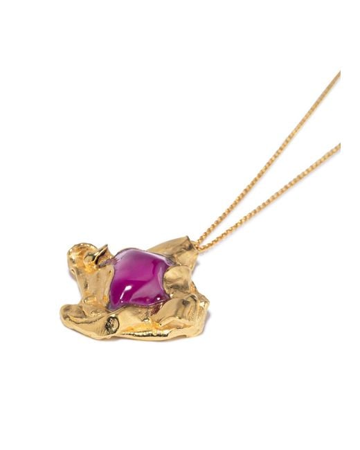 Completedworks White Resin Pendant 18K-Plated Necklace