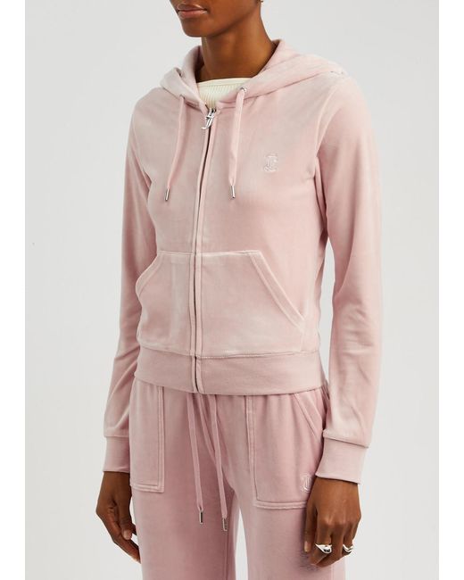 Juicy Couture Pink Classic Robertson Hooded Velour Sweatshirt