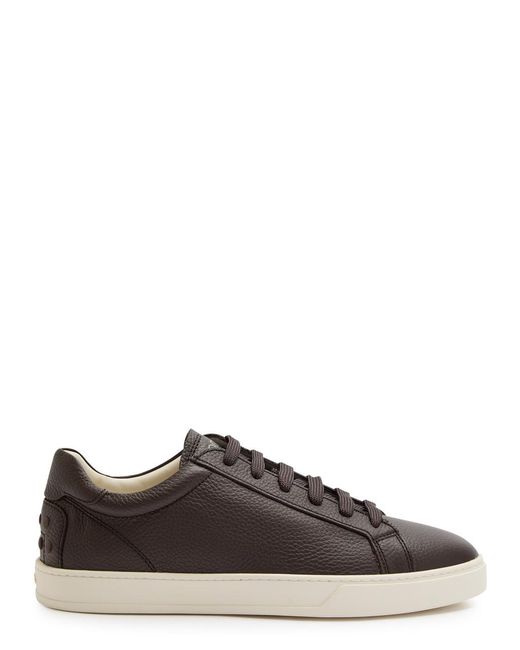 Tod's Brown Pebbled Leather Sneakers for men