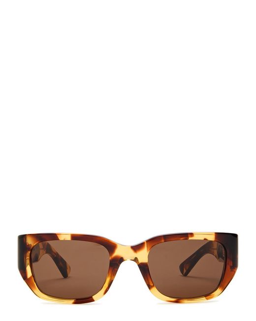 Bottega Veneta Brown Tortoiseshell Rectangle-Frame Sunglasses