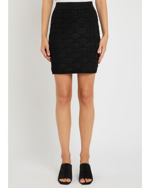TOVE Black Ash Checked Knit Mini Skirt