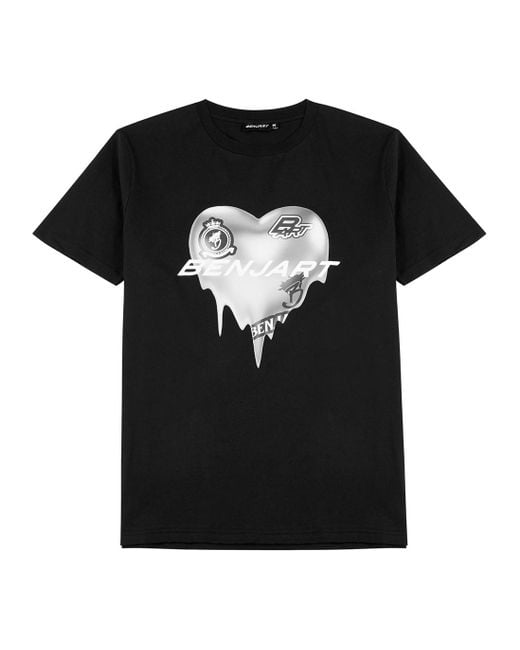 Benjart Black Heart Logo Printed Cotton T-shirt for men