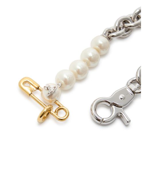 Vivienne Westwood Metallic Claude Pearl And Chain Bracelet