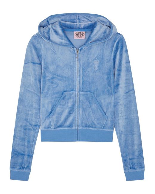 Juicy Couture Blue Robyn Hooded Velour Sweatshirt
