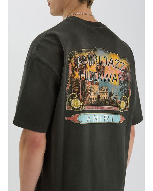 Amiri Black Jazz Hideaway Logo-Print Cotton T-Shirt for men