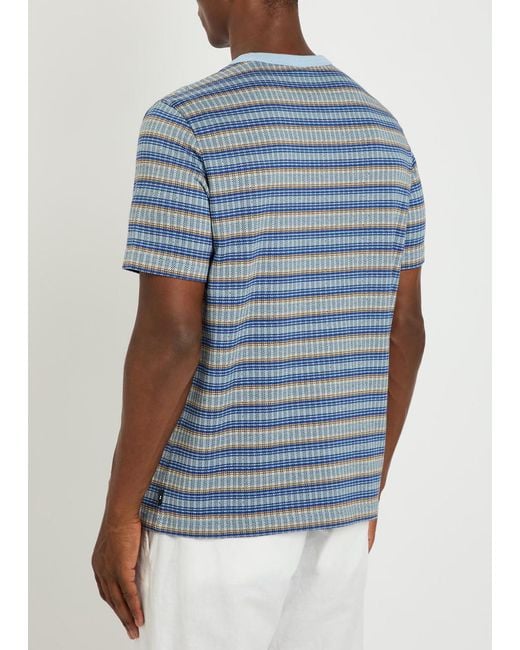 Paul Smith Blue Striped Cotton-Blend T-Shirt for men