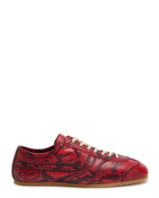 Dries Van Noten Red Dustin Python-Effect Leather Sneakers