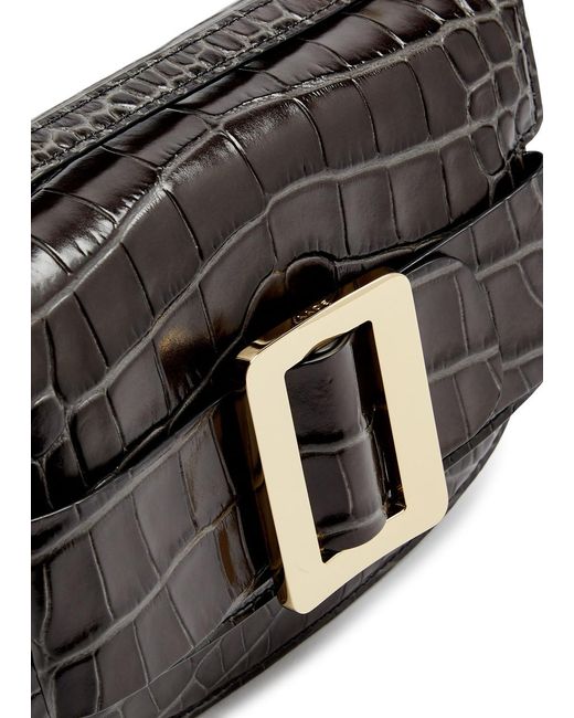 Boyy Black Buckle Saddle Crocodile-effect Leather Cross-body Bag