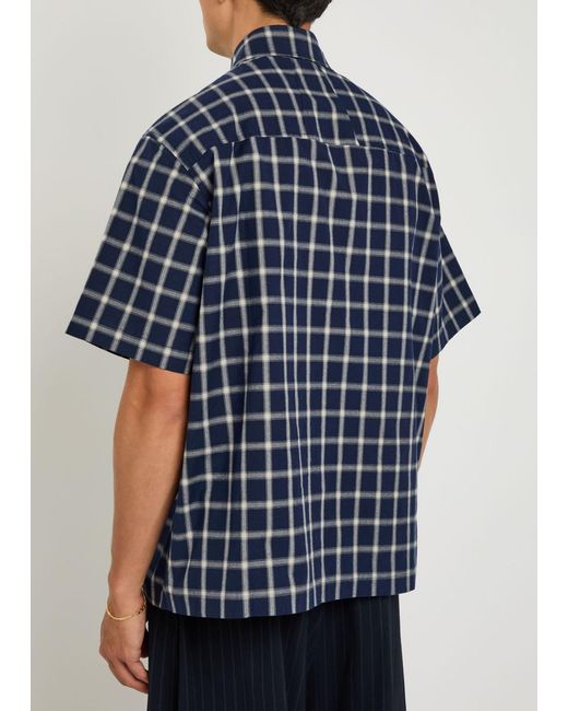 Rhude Blue Center Logo Button Up Shirt for men