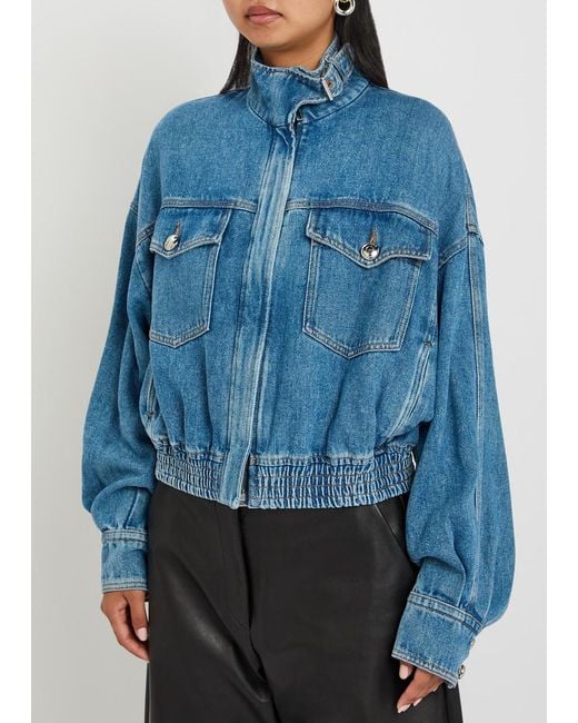 Sportmax Blue Funnel-Neck Denim Jacket