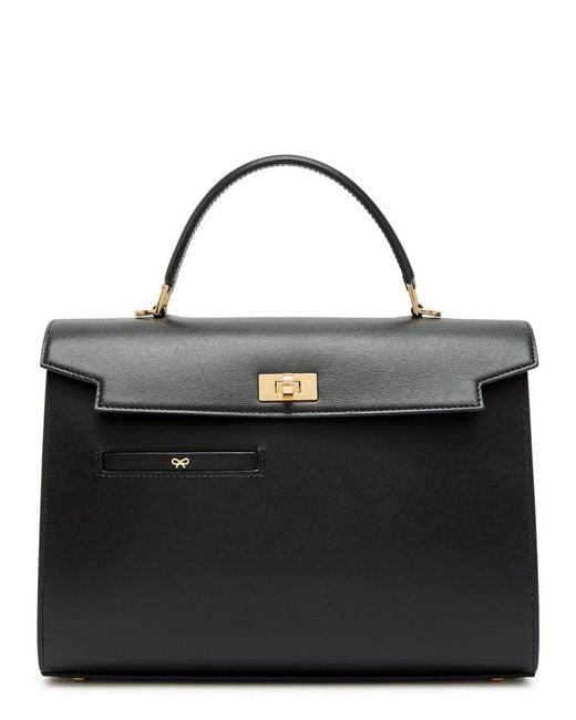 Anya Hindmarch Black Mortimer Leather Top Handle Bag