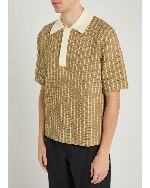 Jil Sander Natural Striped Cotton-Knit Polo Shirt for men