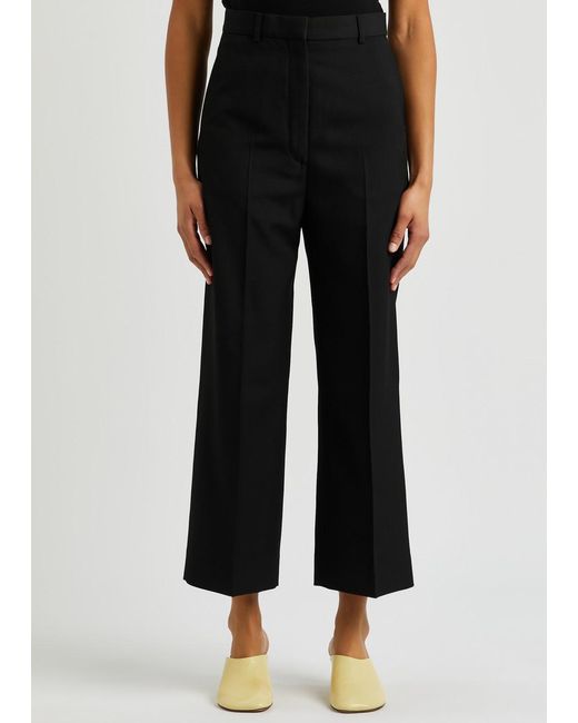 Acne Black Pera Cropped Wool-blend Trousers